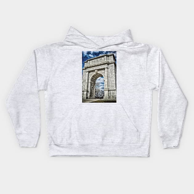 Valley Forge Memorial Arch Kids Hoodie by JimDeFazioPhotography